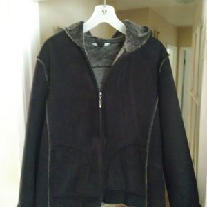 Sherpa style black hooded jacket